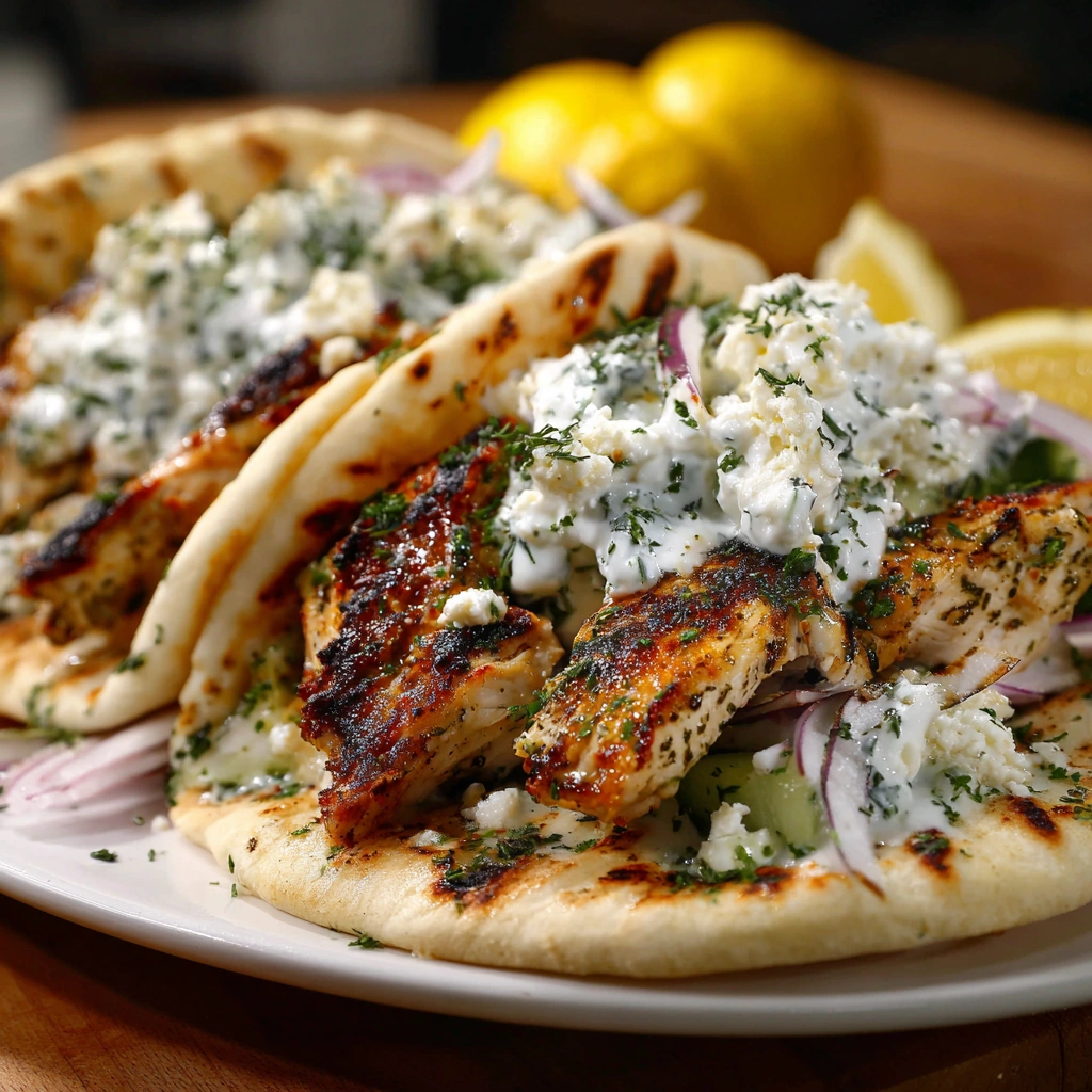 Mediterranean Chicken Gyros with Creamy Feta Tzatziki Delight Awaits!