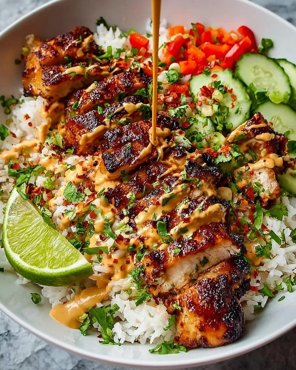 Chili Chicken Bowl with Coconut Lime Drizzle