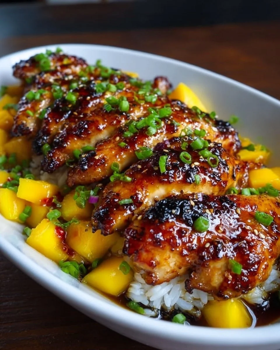 Sweet &amp; Savory Asian Mango Glazed Chicken Twists
