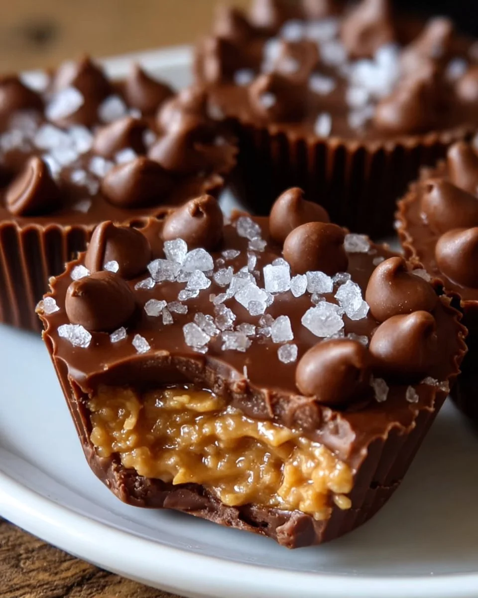 Delicious homemade chocolate peanut butter cups on a plate