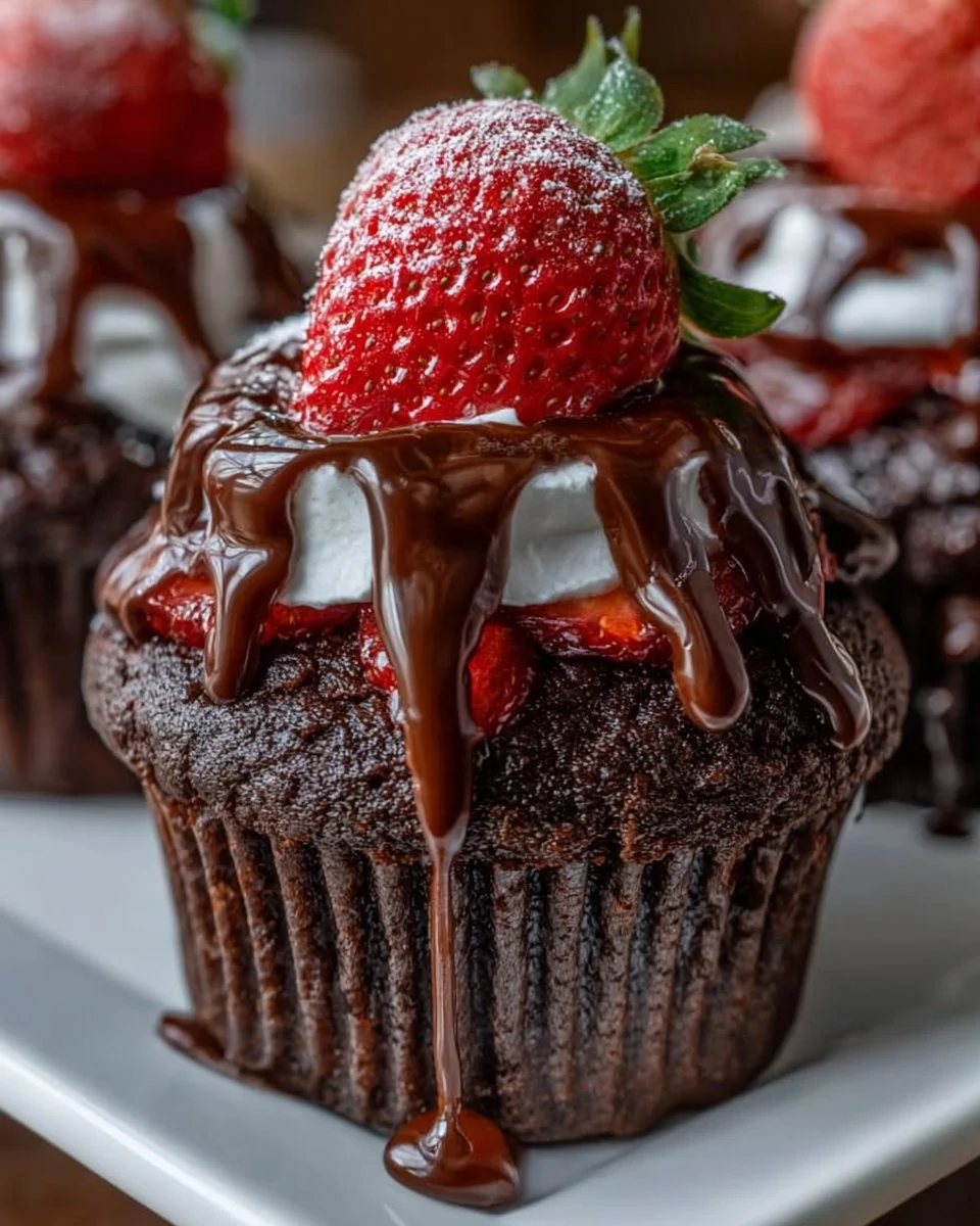 Chocolate Strawberry Jam Cupcakes