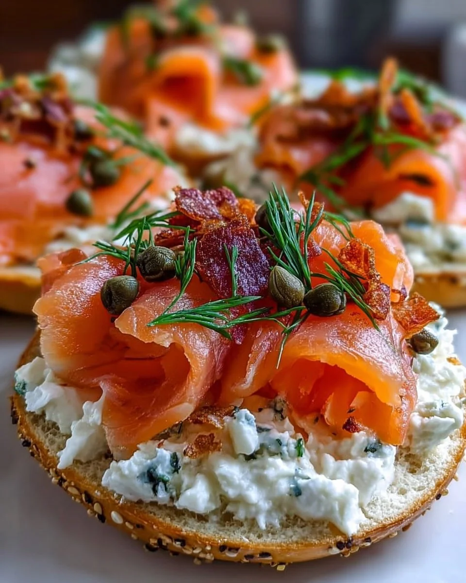Cottage Cheese Bagels with Salmon