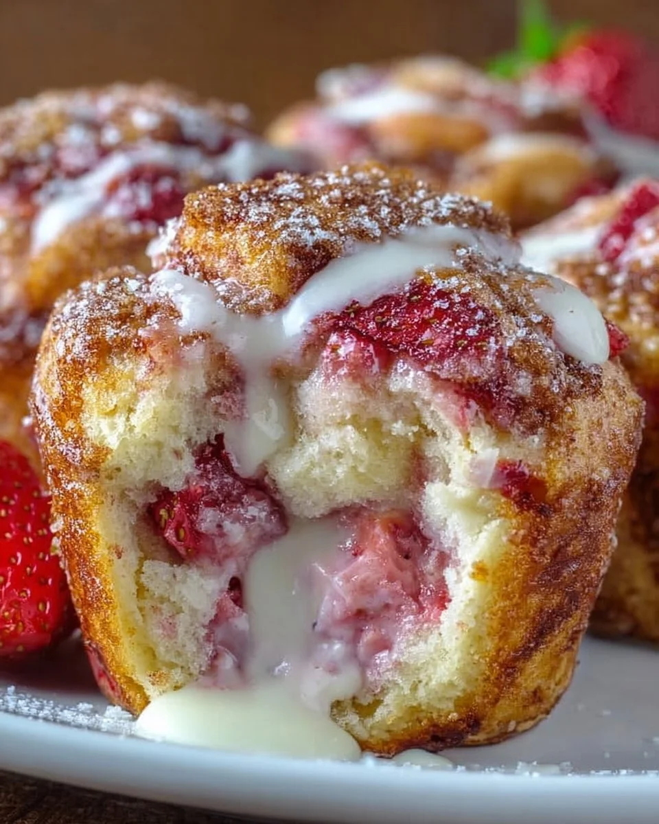 Cream Cheese Strawberry French Toast Muffins