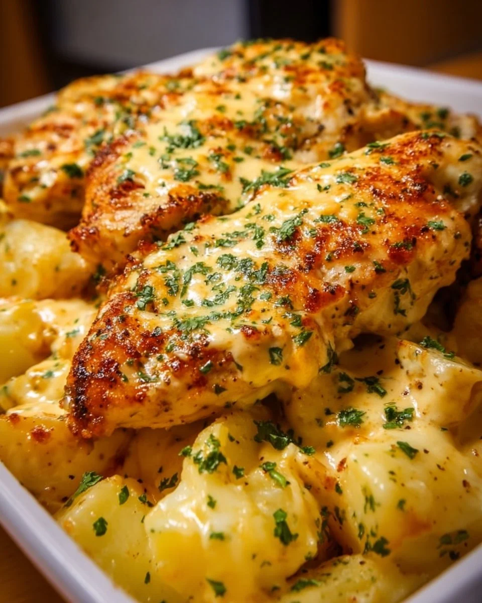 Creamy Garlic Cheesy Chicken and Potatoes