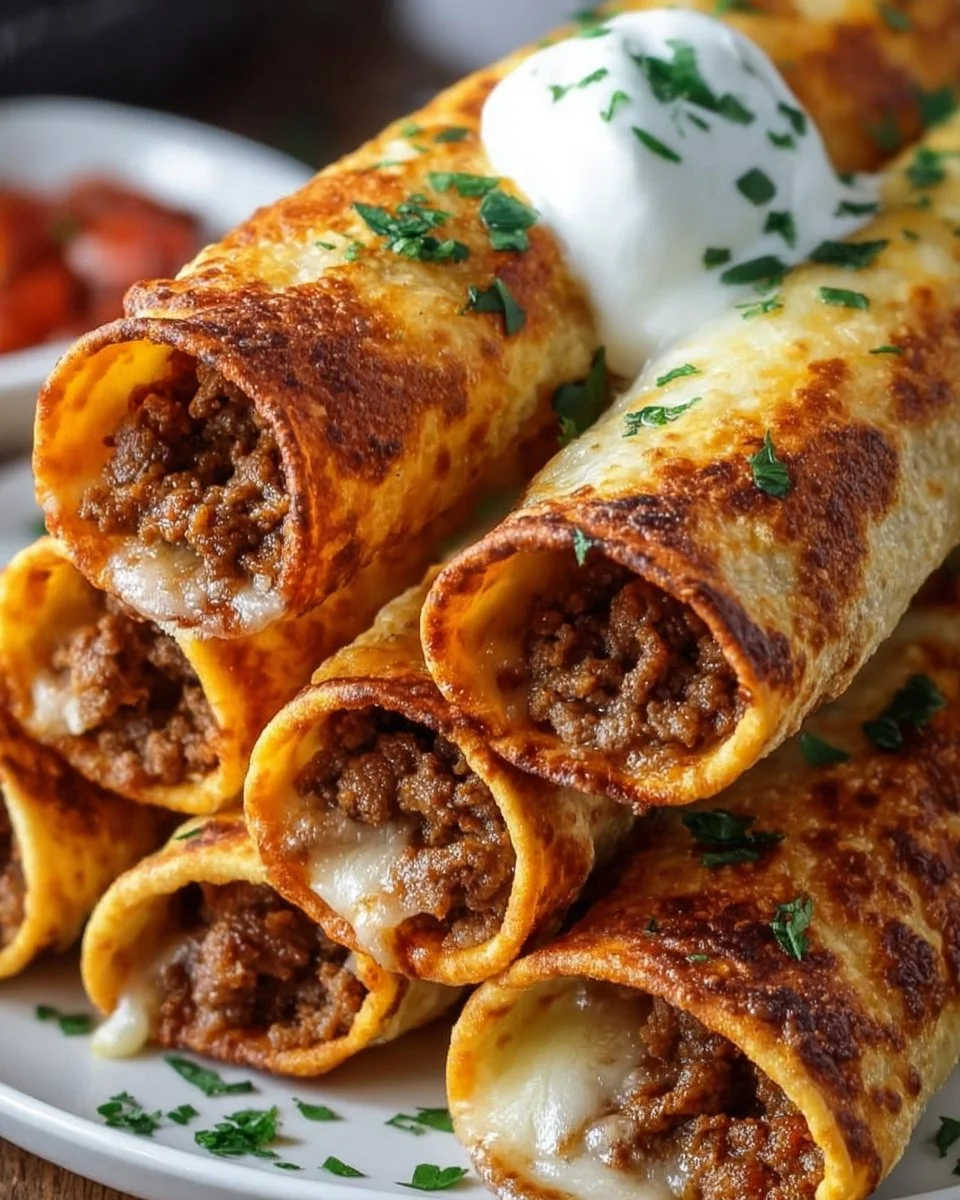 Crispy Cheesy Beef Taquitos