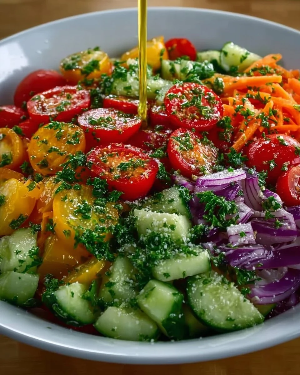 Crunchy Parmesan Rainbow Veggie Salad