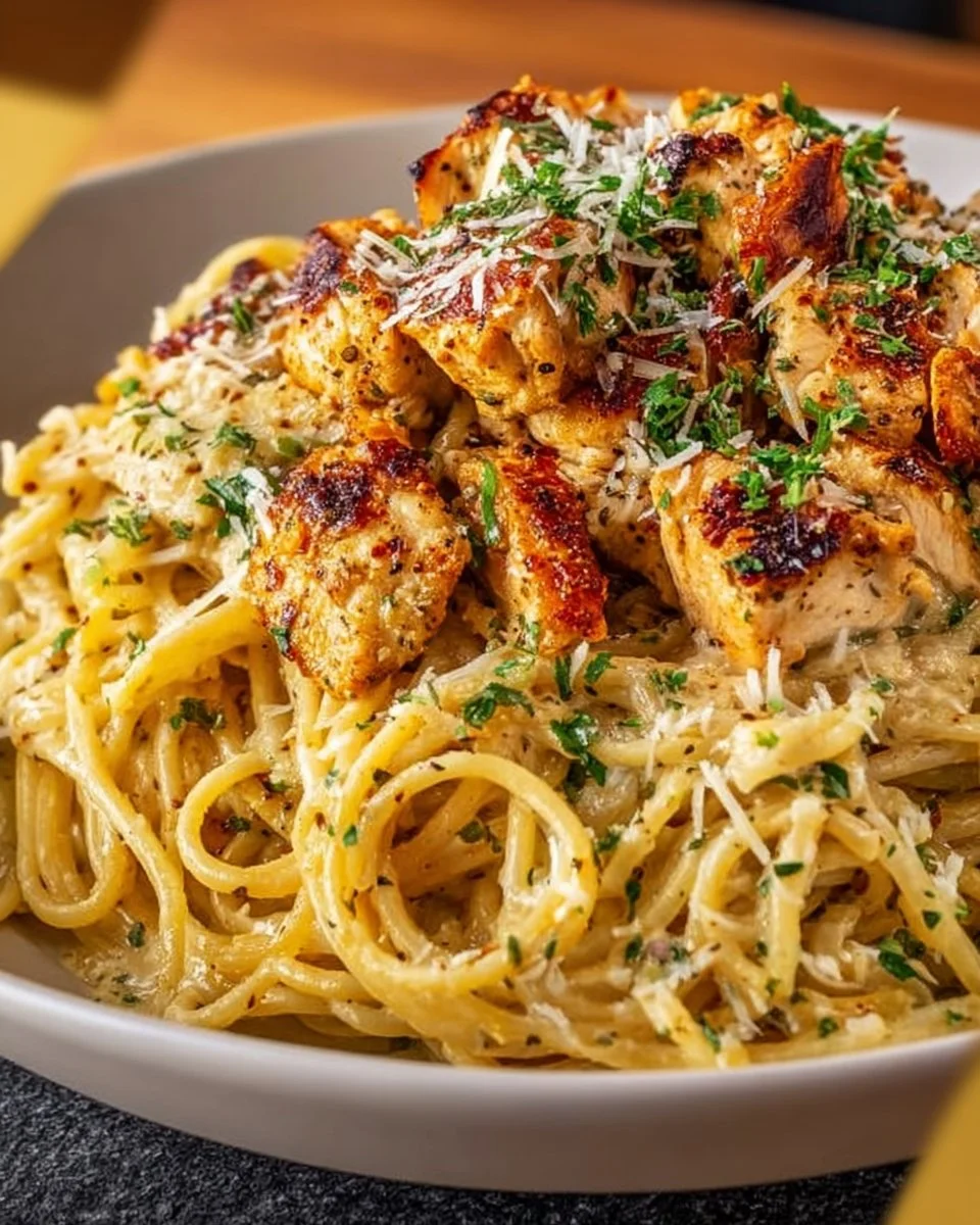 Easy Creamy Cajun Chicken Spaghetti with Garlic Mozzarella Sauce