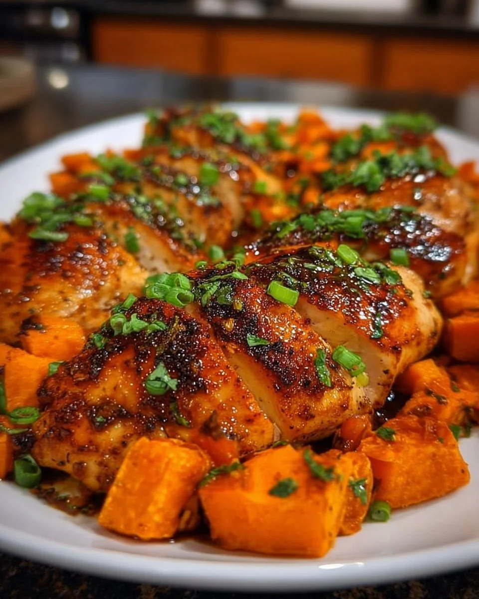 Easy Honey Garlic Chicken with Sweet Potatoes