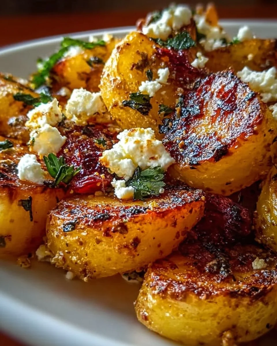 Feta Topped Greek Roast Potatoes