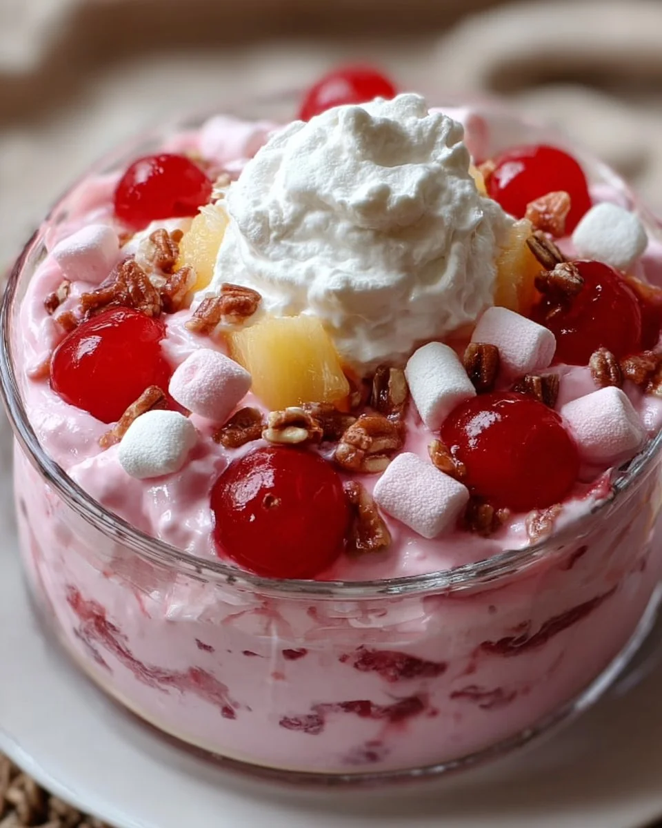 Fluffy Pink Stuff Fruit Dessert