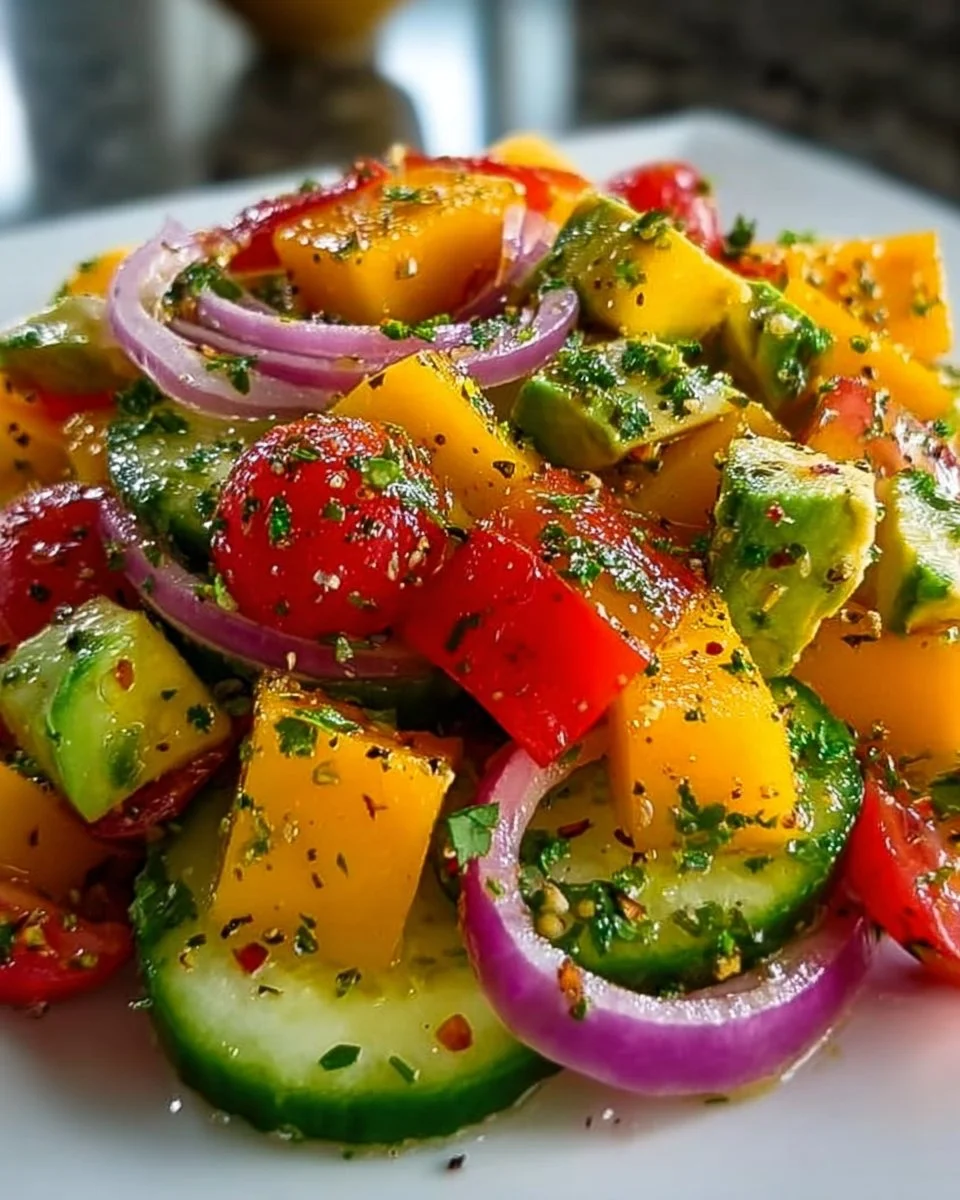 Juicy Fresh Mango Veggie Lime Salad