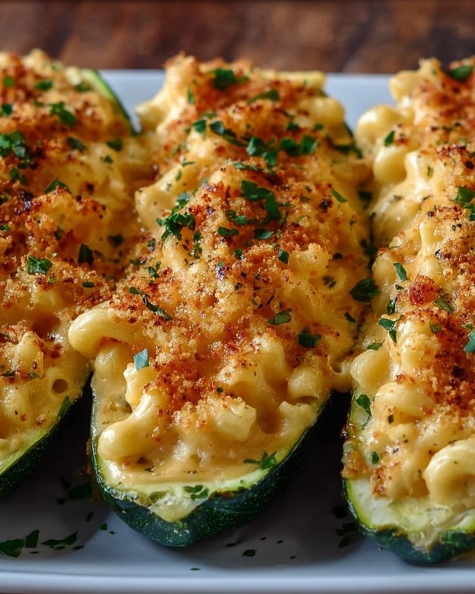 Mac &amp; Cheese Stuffed Zucchini
