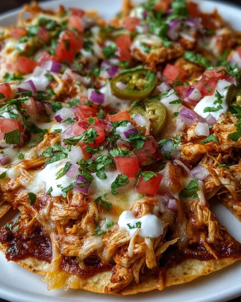 Delicious Mexican Chicken Tortilla Pizzas garnished with fresh ingredients.