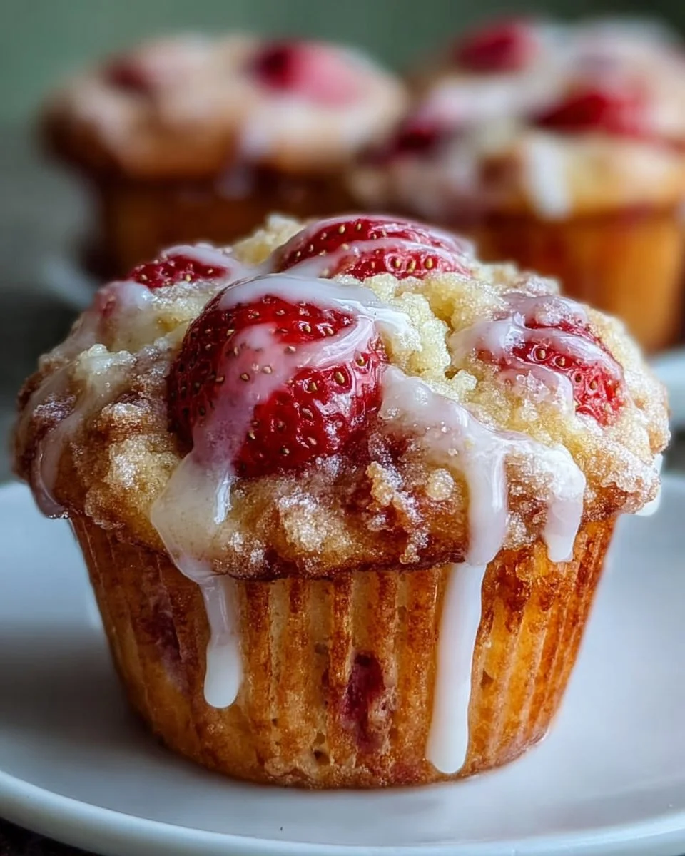 Strawberry Muffins Lemon Glaze