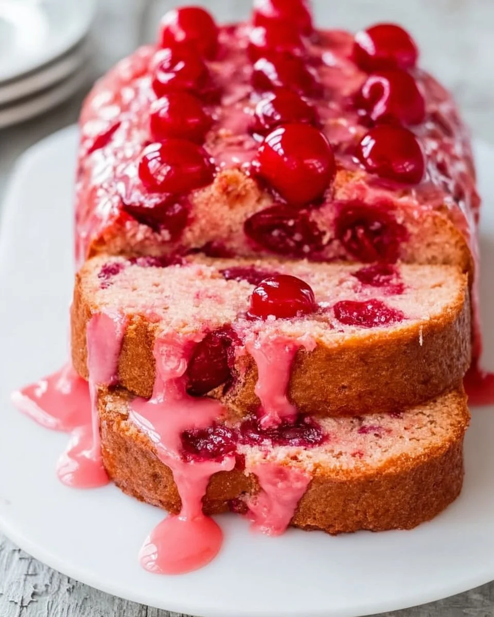 Sweet Soft Cherry Bread with Cherry-Almond Glaze