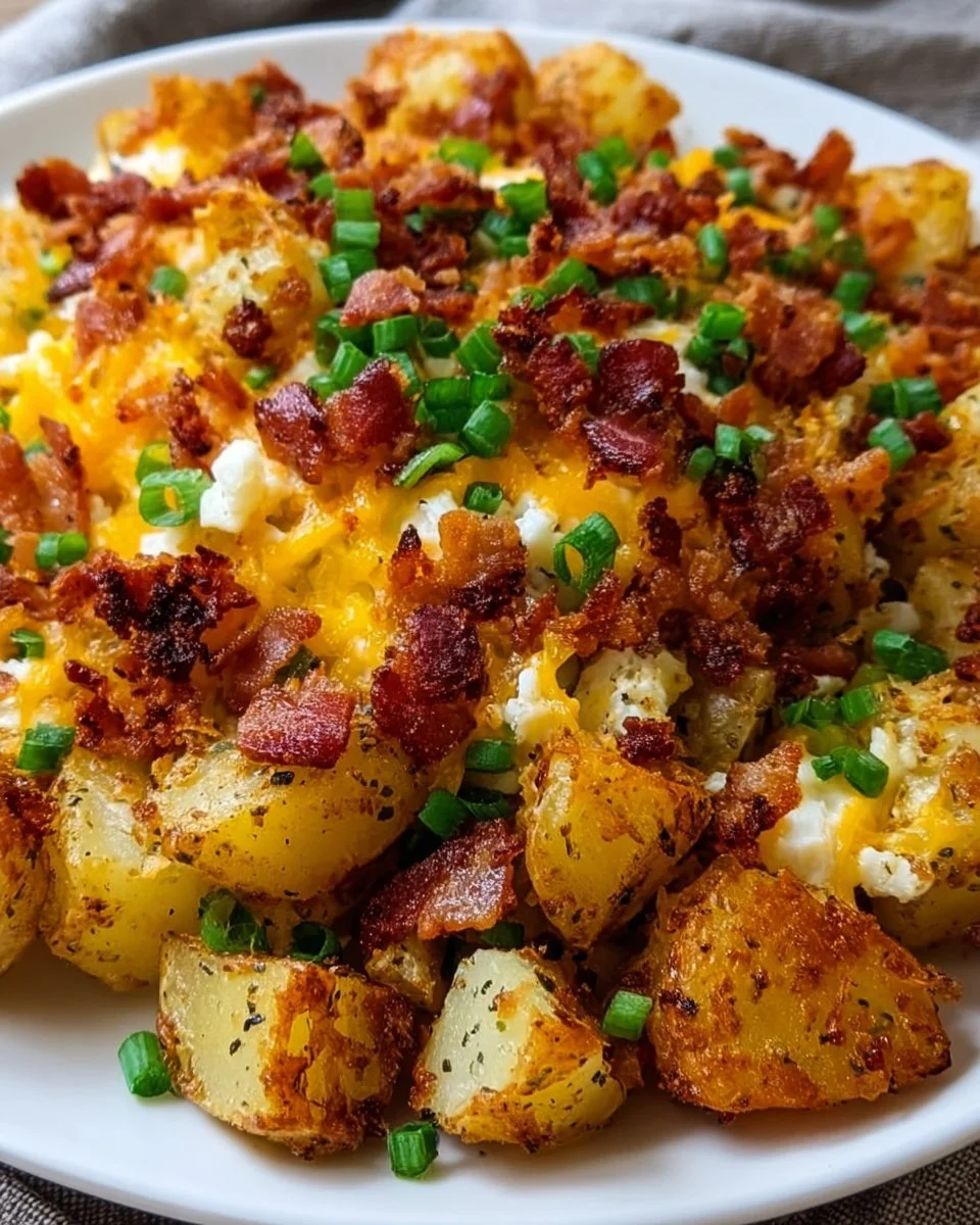 Cheesy Breakfast Potatoes with Crispy Bacon