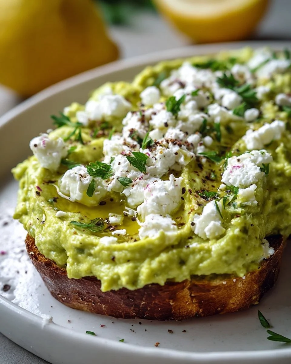 Creamy avocado feta dip served in a bowl with fresh herbs