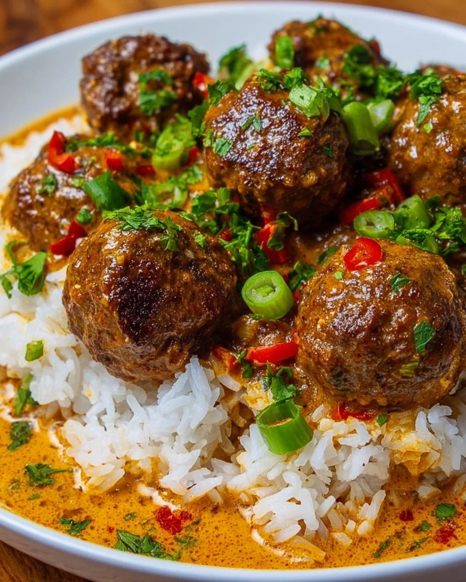 Jerk Meatballs in Coconut Curry Sauce
