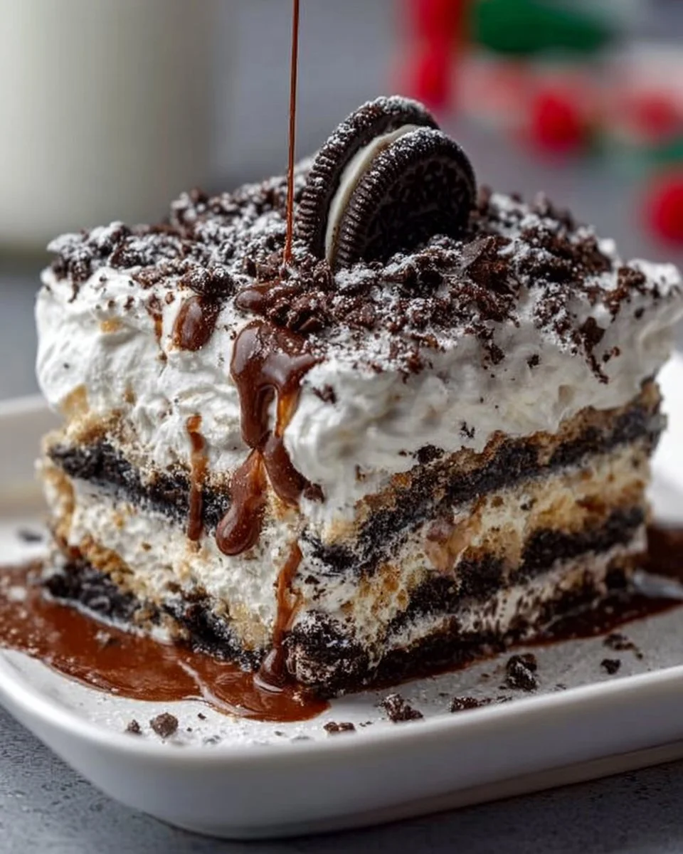 No-Bake Christmas Oreo Lasagna