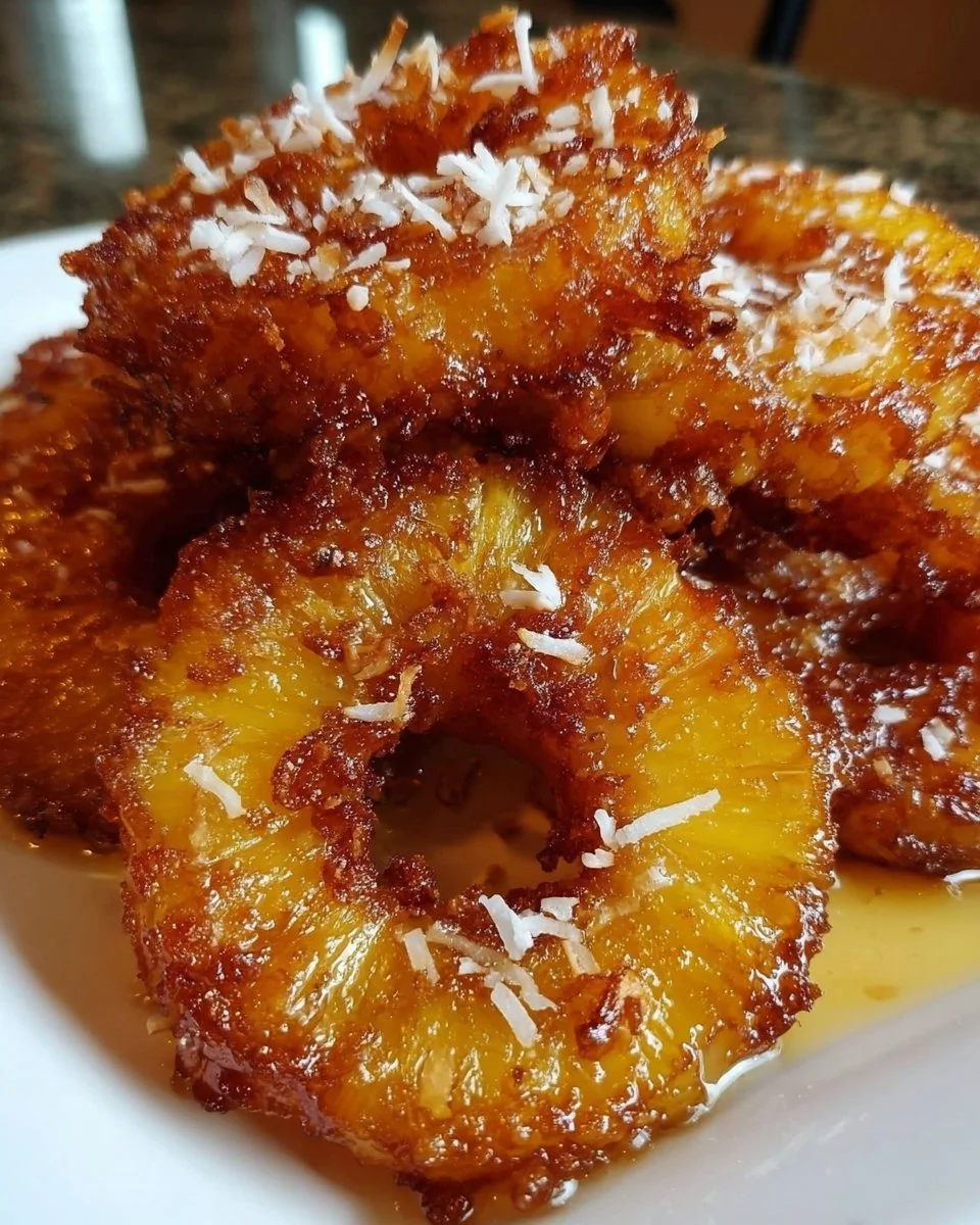 Rum-Soaked Fried Pineapple