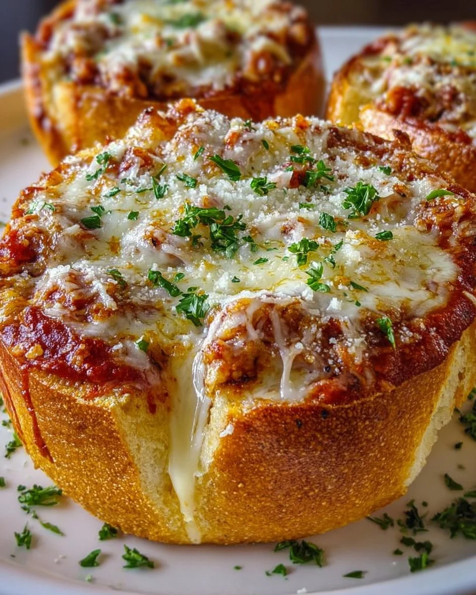 Spaghetti Garlic Bread Bowls