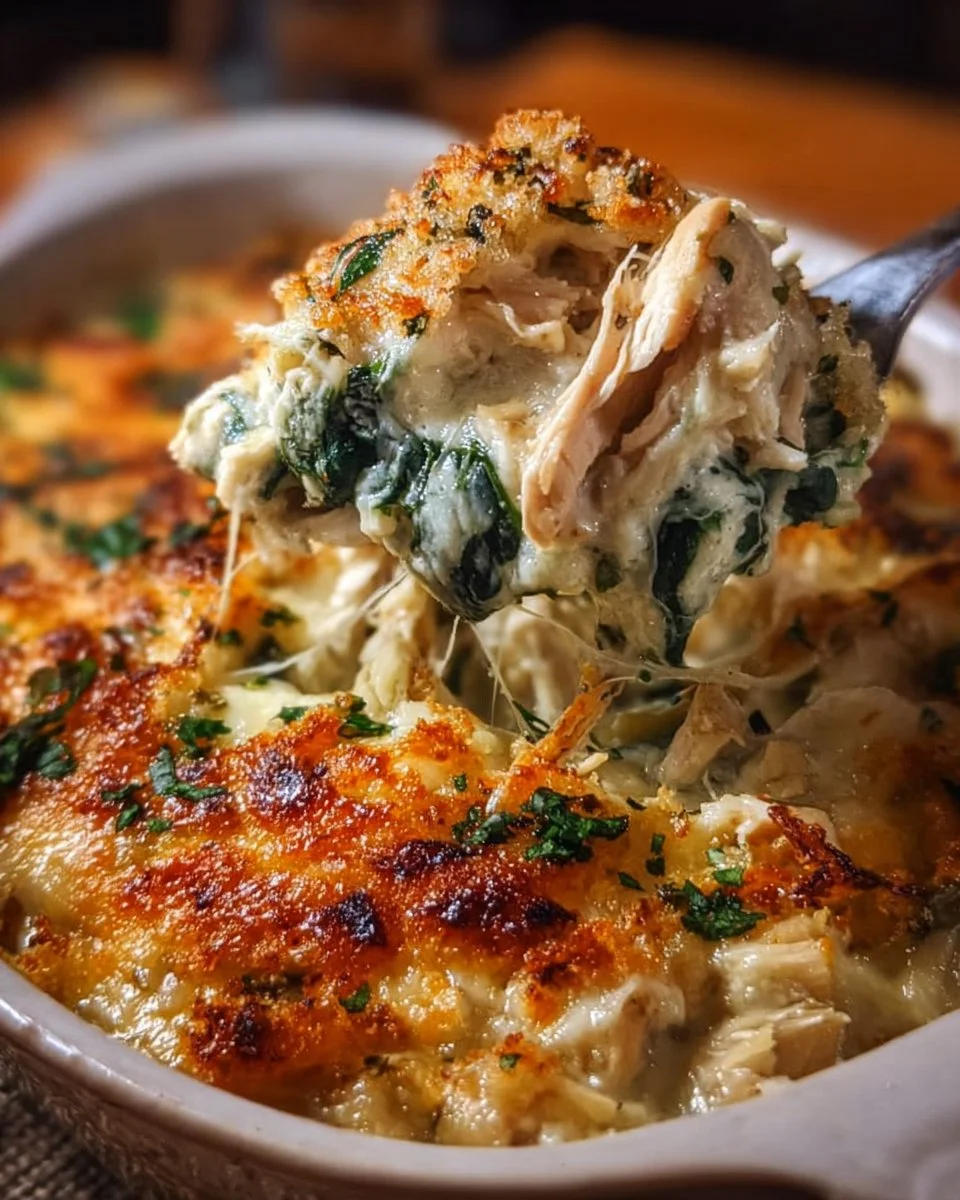 Cheesy Chicken and Spinach Casserole
